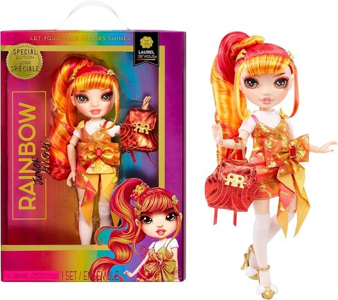 Rainbow High Junior High Special Edition Laurel De’Vious - 9" Red and Orange Posable Fashion Doll with Accessories and Open/Close Soft Backpack. Great Toy Gift for Kids Ages 4-12 in Saudi Arabia