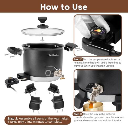 BriSunshine Wax Melter for Candle Making, 5 Liter Non-Stick Wax Melting Pot Kit with Easy Pour Spout & Temperature Control for Candle Maker & Candle Making Business in Kuwait