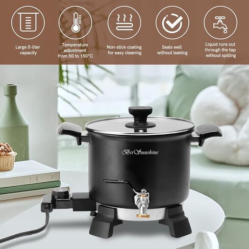 BriSunshine Wax Melter for Candle Making, 5 Liter Non-Stick Wax Melting Pot Kit with Easy Pour Spout & Temperature Control for Candle Maker & Candle Making Business in Kuwait