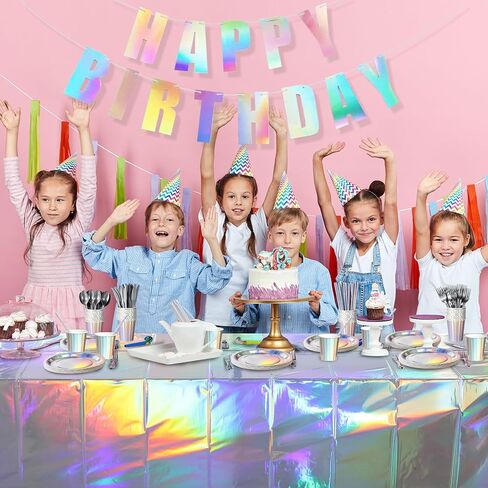 لوازم حفلات أعياد الميلاد قزحية الألوان، مجموعة أطباق ورقية ثلاثية الأبعاد ومناديل، أطباق ورقية قزحية للاستعمال مرة واحدة، أكواب راية مفرش طاولة لحفلة عيد ميلاد حورية البحر وحيد القرن، خدمة 25 in Kuwait