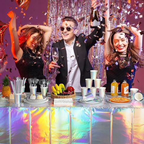 لوازم حفلات أعياد الميلاد قزحية الألوان، مجموعة أطباق ورقية ثلاثية الأبعاد ومناديل، أطباق ورقية قزحية للاستعمال مرة واحدة، أكواب راية مفرش طاولة لحفلة عيد ميلاد حورية البحر وحيد القرن، خدمة 25 in Kuwait