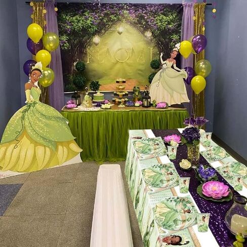 لوازم أدوات المائدة لحفلات أعياد الميلاد للأميرة والضفدع من RenbangUS، تتضمن أدوات المائدة للأميرة تيانا أطباق ومناديل وأكواب ومفارش طاولة لديكورات حفلات عيد ميلاد الأميرة (الخدمة 16) in Kuwait