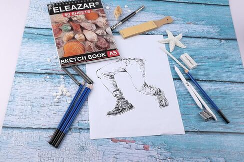 ELEAZAR35 Drawing Pencil Set in a portable zippered case (with 50-page A5 sketchbook) Includes sketching pencils and accessories for children, adults, beginners and professionals in Kuwait