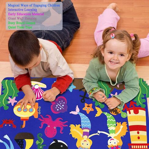 مجموعات مجسمات من اللباد / الفلانيل من أندر ذا سي أنيمالز للأطفال في مرحلة ما قبل المدرسة، مجموعات لعب تعليم رواية القصص، 40 قطعة in Kuwait