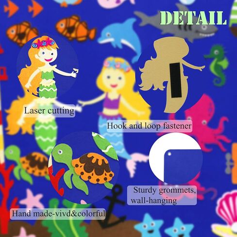 مجموعات مجسمات من اللباد / الفلانيل من أندر ذا سي أنيمالز للأطفال في مرحلة ما قبل المدرسة، مجموعات لعب تعليم رواية القصص، 40 قطعة in Kuwait