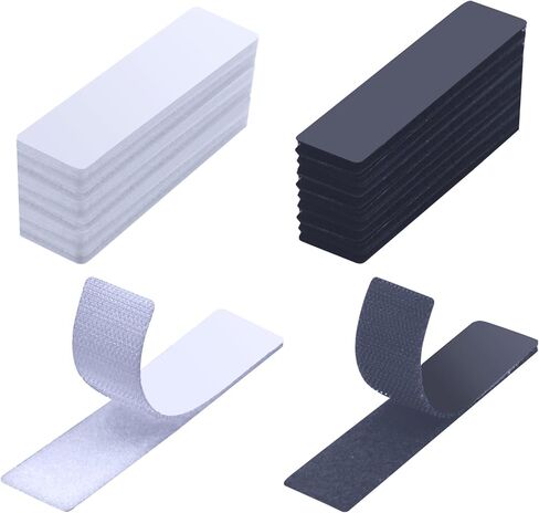 شريط لاصق وحلقة لاصق عالي التحمل من Awilzzoe مقاس 2.54 × 10.16 سم، شريط لاصق ذاتي الخطاف والحلقة للأريكة ووسائد البساط، أسود/أبيض، 64 قطعة/32 مجموعة in Kuwait