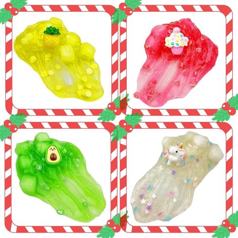 Anditoy 4 حزمة هلام مكعب كريستال الوحل عدة لعب للأطفال بنين بنات عيد الميلاد تخزين المواد الهدايا هدايا الحفلات in Kuwait