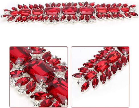 Rhinestones Trims, Crystal Chain Ribbon Craft Decoration Bridal Wedding Dress Sash Belt Applique(Red) in Saudi Arabia