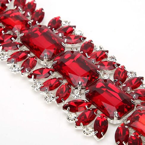 Rhinestones Trims, Crystal Chain Ribbon Craft Decoration Bridal Wedding Dress Sash Belt Applique(Red) in Saudi Arabia