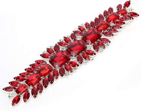 Rhinestones Trims, Crystal Chain Ribbon Craft Decoration Bridal Wedding Dress Sash Belt Applique(Red) in Saudi Arabia