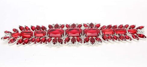 Rhinestones Trims, Crystal Chain Ribbon Craft Decoration Bridal Wedding Dress Sash Belt Applique(Red) in Saudi Arabia