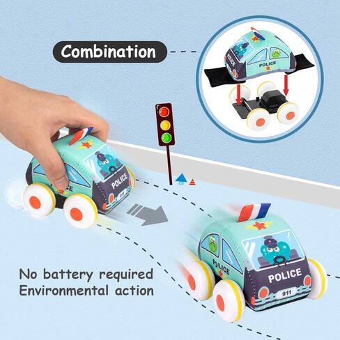 مجموعة ألعاب سيارة للأطفال من القطيفة الناعمة مع بساط لعب (حقيبة تخزين)، للأطفال الصغار من سن 1 سنتين إلى 3 سنوات in Kuwait