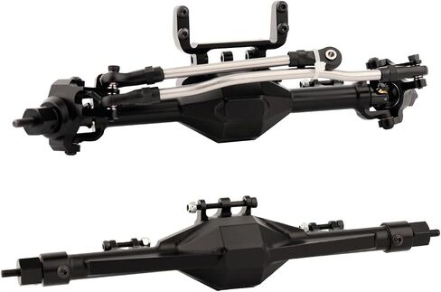 CNC Metal Front and Rear Straight Complete Axle for 1/10 Axial SCX10 II 90046 90047 RC Crawler Car New Upgrade Parts (Black) in Saudi Arabia
