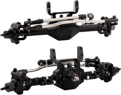 CNC Metal Front and Rear Straight Complete Axle for 1/10 Axial SCX10 II 90046 90047 RC Crawler Car New Upgrade Parts (Black) in Saudi Arabia