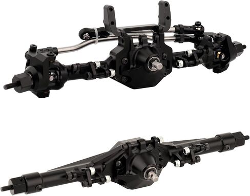 CNC Metal Front and Rear Straight Complete Axle for 1/10 Axial SCX10 II 90046 90047 RC Crawler Car New Upgrade Parts (Black) in Saudi Arabia