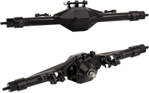 CNC Metal Front and Rear Straight Complete Axle for 1/10 Axial SCX10 II 90046 90047 RC Crawler Car New Upgrade Parts (Black) in Saudi Arabia