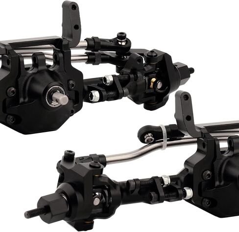 CNC Metal Front and Rear Straight Complete Axle for 1/10 Axial SCX10 II 90046 90047 RC Crawler Car New Upgrade Parts (Black) in Saudi Arabia