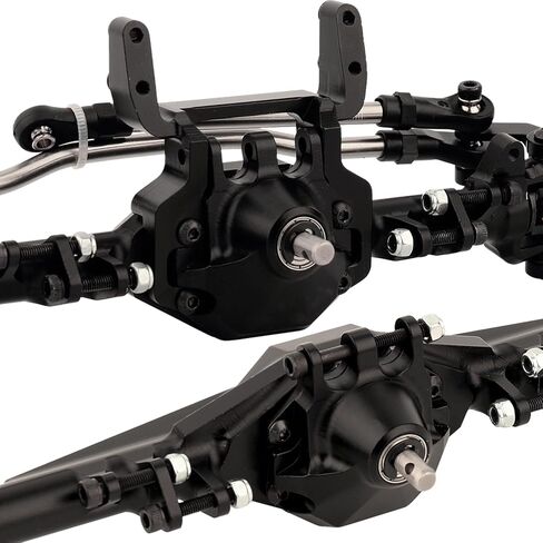 CNC Metal Front and Rear Straight Complete Axle for 1/10 Axial SCX10 II 90046 90047 RC Crawler Car New Upgrade Parts (Black) in Saudi Arabia
