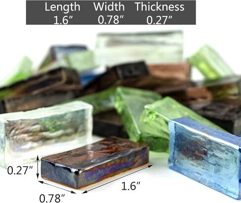 19 أونصة من بلاط الفسيفساء صفائح زجاجية ملونة مقاس 2 × 4 سم للحرف اليدوية، باكسبلاش، صناعة طاولة القهوة، قطعة زجاجية مستطيلة، حمام داخلي خارجي، تزيين الجدران، المشاريع in Kuwait