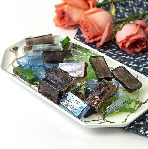 19 أونصة من بلاط الفسيفساء صفائح زجاجية ملونة مقاس 2 × 4 سم للحرف اليدوية، باكسبلاش، صناعة طاولة القهوة، قطعة زجاجية مستطيلة، حمام داخلي خارجي، تزيين الجدران، المشاريع in Kuwait