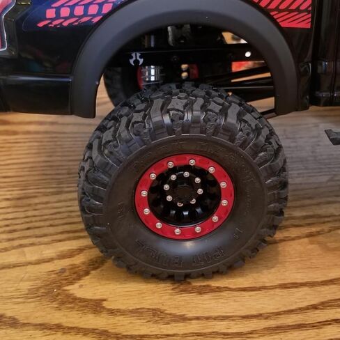 موهيرو 1/10 1.9 بوصة جنوط عجلات من سبيكة Beadlock لـ RC Cralwer Axial SCX10 CC01 D90 حزمة من 4 (أحمر + أسود) in Kuwait