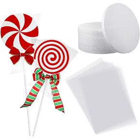 TaoBary 8 مجموعة عيد الميلاد حلوى رغوة الحرفية عدة للأطفال 12 بوصة جولة مصاصة DIY الحلي عيد الميلاد حلوى رغوة الدوائر DIY لشجرة عيد الميلاد المنزل داخلي عطلة حزب الديكور هدية، لا القوس in Saudi Arabia