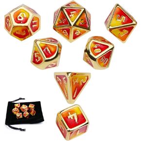 DND Dice Set with Dice Bag Metal D&D Dice Polyhedral Dice for Dungeons and Dragons Role Playing Game (Fire,Standard Size) in Kuwait