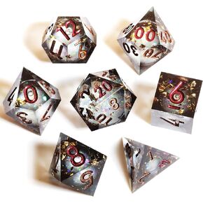Mini Planet الراتنج الزنزانات والتنينات النرد D&D مجموعة النرد TTRPG DND مجموعة النرد متعدد السطوح DND مجموعة النرد DND النرد ذو الحواف الحادة DND النرد أوبال سيكرتس