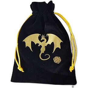 حقيبة النرد ذات الرباط المخملي الأسود مع جزء داخلي من الساتان الذهبي in Kuwait