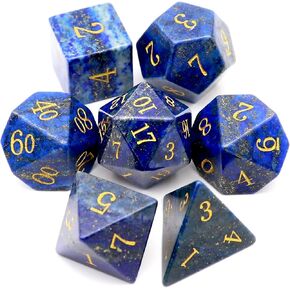 Haxtec Gemstone DND Dice Lapis Lazuli Dice Set with Dice Case Natural Gem Stone RPG Dice D&D Dungeons and Dragons TTRPG Gift in Kuwait