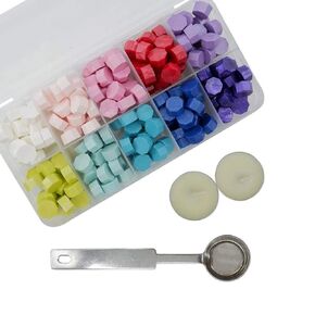 Sealing Wax Beads Retro Metallic 200Pcs with 2PCS Tea Candles and 1 PCS Wax Melting Spoon