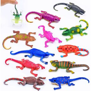 ChuburD 10PCS Lizard Animal Figurines,Color Changing Chameleon Toy,Stretchy and Realistic Reptile Playset,for Kids 3 Years and up,Novel Gag Toy for Goodie Bag Fillers,Cake Topper,Easter Egg Stuffing