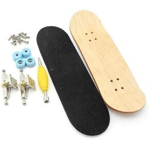 Maple Wooden Fingerboard with Blue Bearing Wheels Nuts Trucks Tool Kit