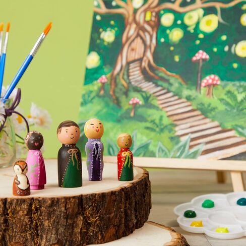 Juvale Set of 50 Unfinished Wood Peg Dolls Family, Wooden People for Crafts, Dollhouse Figures (5 Sizes) in Saudi Arabia