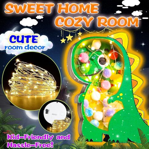 YOFUN DIY Wooden Dinosaur Night Lights, Dinosaur Toys for Kids, Dinosaur Craft Kit for Kids, Christmas, Birthday Gifts for Boys & Girls Age 5 6 7 8 9 10 Years Old in Kuwait