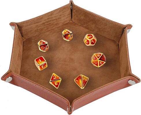 DND Dice Set with Dice Bag Metal D&D Dice Polyhedral Dice for Dungeons and Dragons Role Playing Game (Fire,Standard Size) in Kuwait