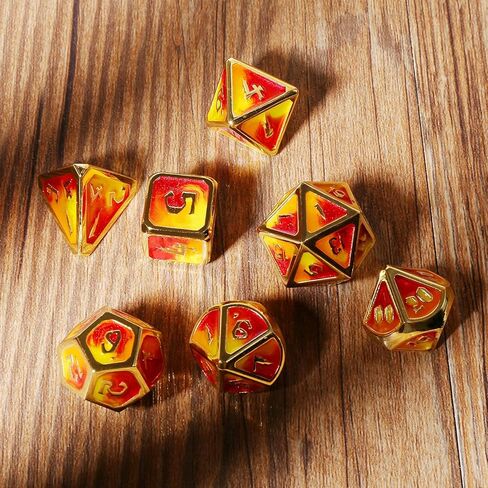 DND Dice Set with Dice Bag Metal D&D Dice Polyhedral Dice for Dungeons and Dragons Role Playing Game (Fire,Standard Size) in Kuwait