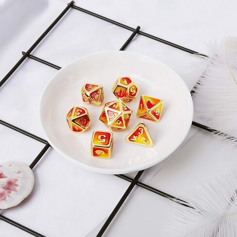 DND Dice Set with Dice Bag Metal D&D Dice Polyhedral Dice for Dungeons and Dragons Role Playing Game (Fire,Standard Size) in Kuwait