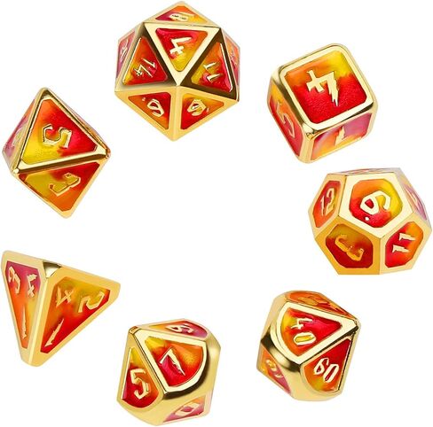 DND Dice Set with Dice Bag Metal D&D Dice Polyhedral Dice for Dungeons and Dragons Role Playing Game (Fire,Standard Size) in Kuwait