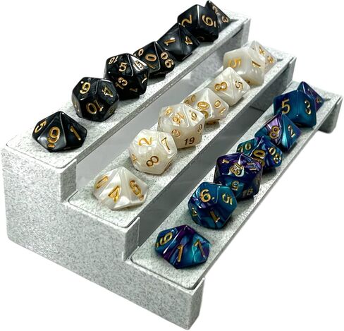 حامل النرد DND، ملحقات الزنزانات والتنينات، رف عرض النرد 3 طبقات، مجموعة 10 ثوانٍ، أرفف تخزين صينية النرد D&D، عرض النرد D N D، يحمل 3 مجموعات من النرد متعدد السطوح، النرد غير متضمن in Kuwait