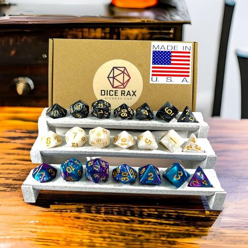 حامل النرد DND، ملحقات الزنزانات والتنينات، رف عرض النرد 3 طبقات، مجموعة 10 ثوانٍ، أرفف تخزين صينية النرد D&D، عرض النرد D N D، يحمل 3 مجموعات من النرد متعدد السطوح، النرد غير متضمن in Kuwait