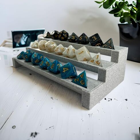 حامل النرد DND، ملحقات الزنزانات والتنينات، رف عرض النرد 3 طبقات، مجموعة 10 ثوانٍ، أرفف تخزين صينية النرد D&D، عرض النرد D N D، يحمل 3 مجموعات من النرد متعدد السطوح، النرد غير متضمن in Kuwait