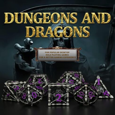 مجموعة نرد DND الزنزانات والتنينات، نرد D&D 7 قطع/مجموعة، مجموعة نرد ZHOORQI متعددة السطوح مجموعة نرد معدنية، مجموعة نرد Arcanum لألعاب الطاولة (GZ-Purple) in Kuwait