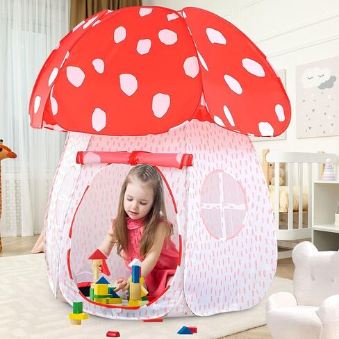 Play Tent for Kids Pop Up Tent Indoor Outdoor Boys and Girls Playhouse with Exquisite Design for Imaginative Mushroom Tent by CRAWLBO Patented (Pink, Small) in Kuwait