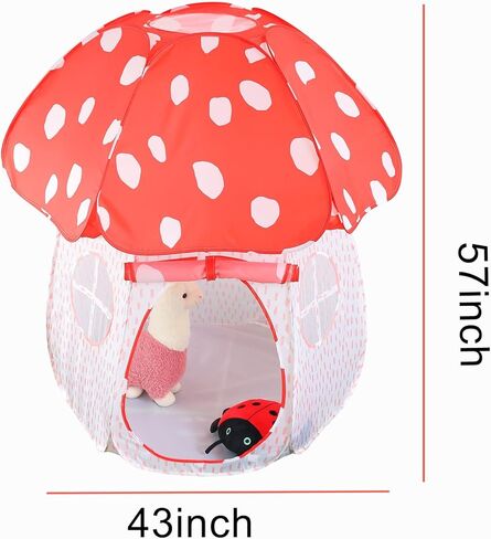 Play Tent for Kids Pop Up Tent Indoor Outdoor Boys and Girls Playhouse with Exquisite Design for Imaginative Mushroom Tent by CRAWLBO Patented (Pink, Small) in Kuwait