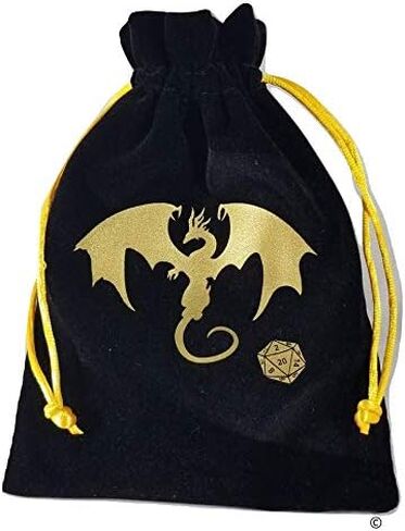 حقيبة النرد ذات الرباط المخملي الأسود مع جزء داخلي من الساتان الذهبي in Kuwait