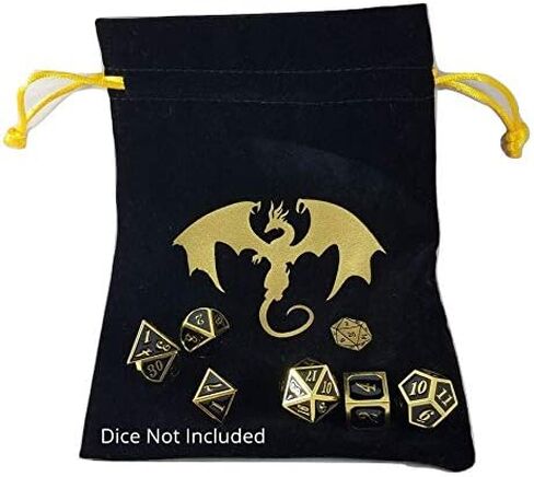 حقيبة النرد ذات الرباط المخملي الأسود مع جزء داخلي من الساتان الذهبي in Kuwait