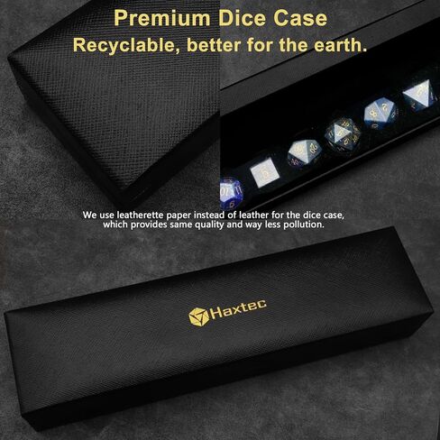 مجموعة نرد Haxtec Moonstone النرد اللابرادوريت والأحجار الكريمة متعددة السطوح DND مع علبة نرد ممتازة لألعاب D&D Dungeons and Dragons التي تلعب الأدوار كهدية in Kuwait