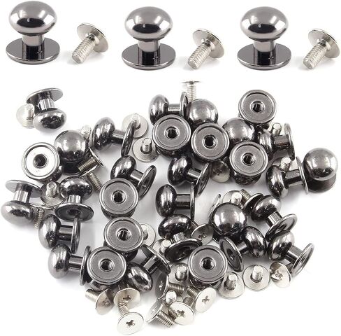 BokWin 30 Sets Bronze Round Head Button Stud Slotted Screws Chicago Screws Round Phillips Head Button Stud Screws 10mm, Nail Rivet for DIY Leather Craft in Saudi Arabia