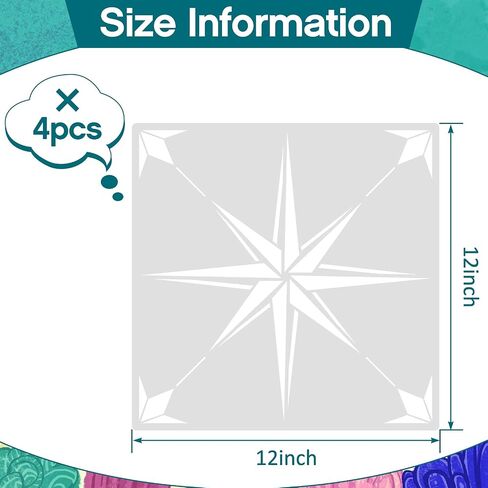 4 Pieces Reusable Tile Stencil 12 x 12 Inches Wall Templates Tile Pattern Stencil Drawing Templates for DIY Scrapbooks Wall Floor Home Decors (Mandala Style) in Saudi Arabia